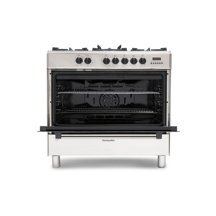 GRADE A2 - Montpellier MR91DFMX 90cm Single Cavity Dual Fuel Range Cooker - Stainless Steel