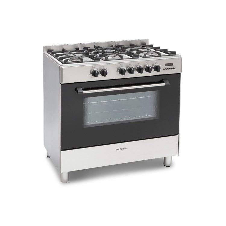 GRADE A2 - Montpellier MR91DFMX 90cm Single Cavity Dual Fuel Range Cooker - Stainless Steel