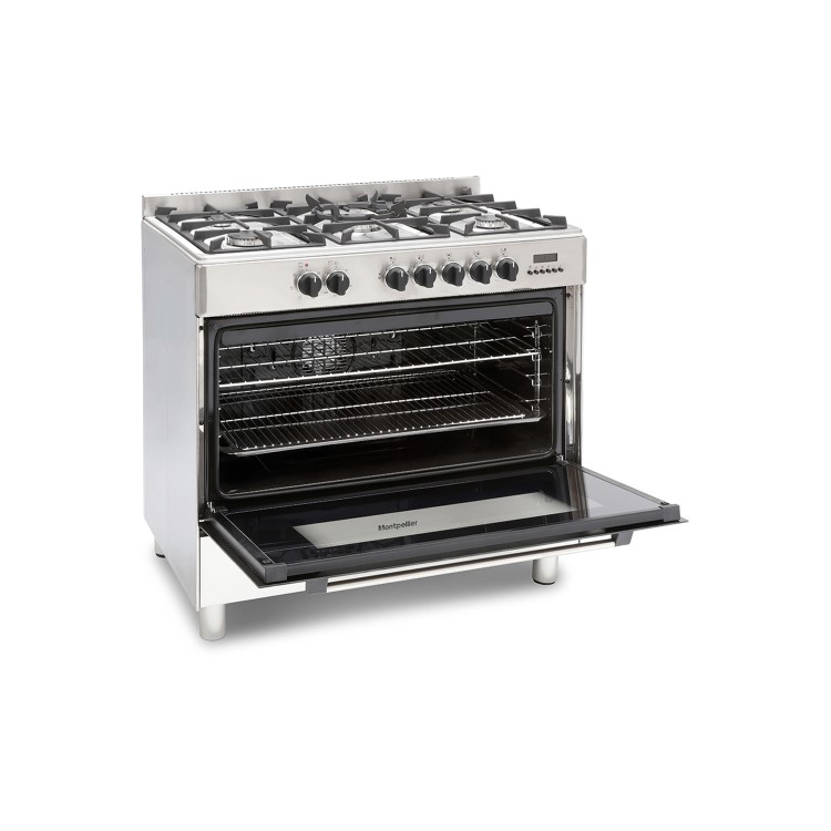 GRADE A2 - Montpellier MR91DFMX 90cm Single Cavity Dual Fuel Range Cooker - Stainless Steel