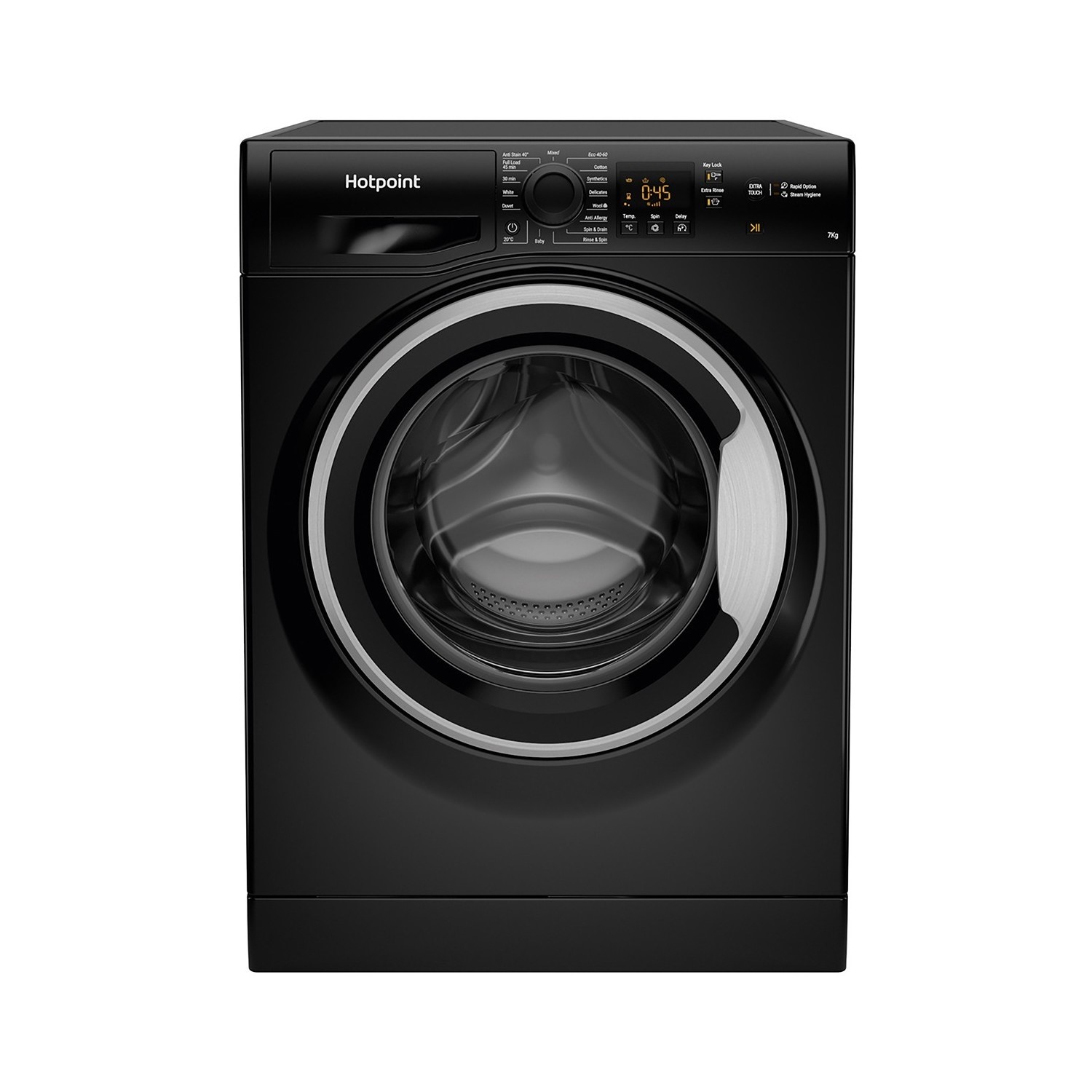 Refurbished Hotpoint NSWM742UBSUKN Freestanding 7KG 1400 Spin Washing Machine