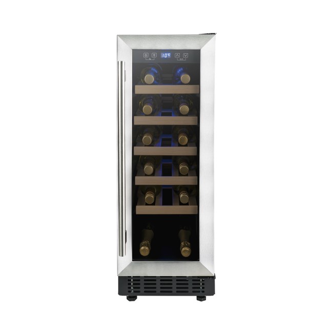 GRADE A2 - electriQ 19 Bottle Freestanding Under Counter Wine Cooler Full Single Zone 30cm Wide 82cm Tall - Stainless Steel