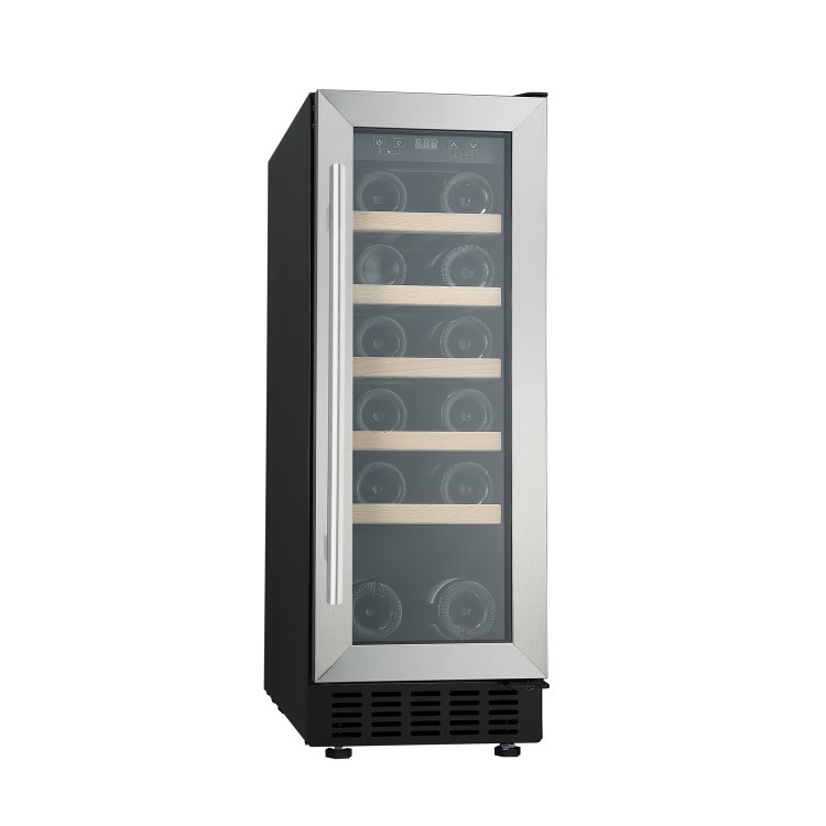GRADE A2 - electriQ 19 Bottle Freestanding Under Counter Wine Cooler Full Single Zone 30cm Wide 82cm Tall - Stainless Steel