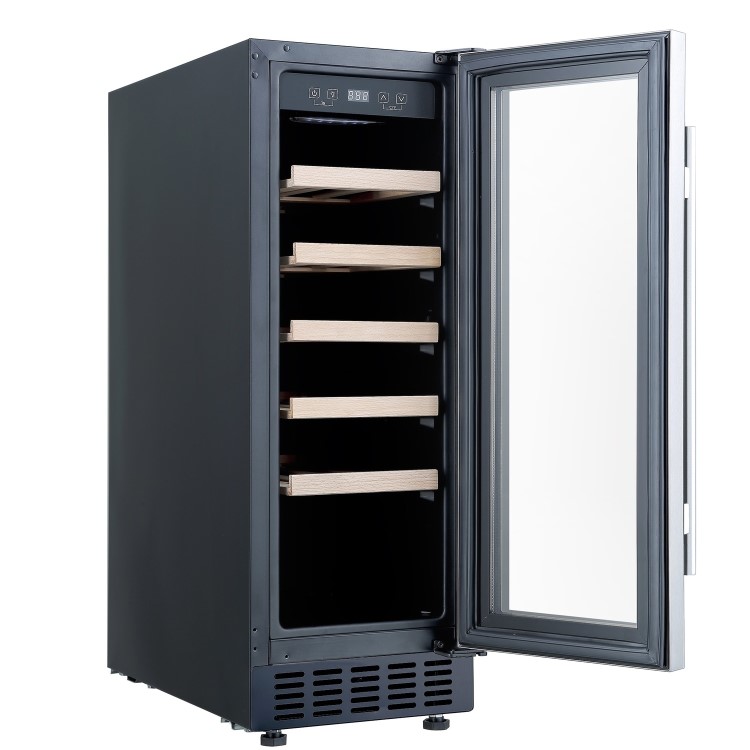 GRADE A2 - electriQ 19 Bottle Freestanding Under Counter Wine Cooler Full Single Zone 30cm Wide 82cm Tall - Stainless Steel