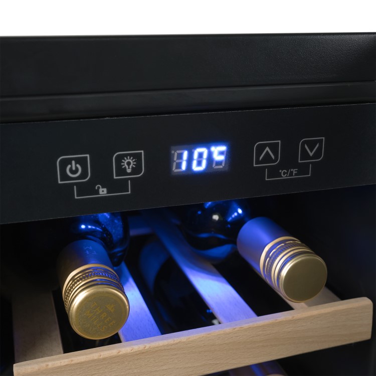 GRADE A2 - electriQ 19 Bottle Freestanding Under Counter Wine Cooler Full Single Zone 30cm Wide 82cm Tall - Stainless Steel