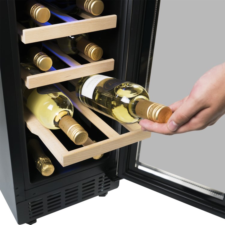GRADE A2 - electriQ 19 Bottle Freestanding Under Counter Wine Cooler Full Single Zone 30cm Wide 82cm Tall - Stainless Steel