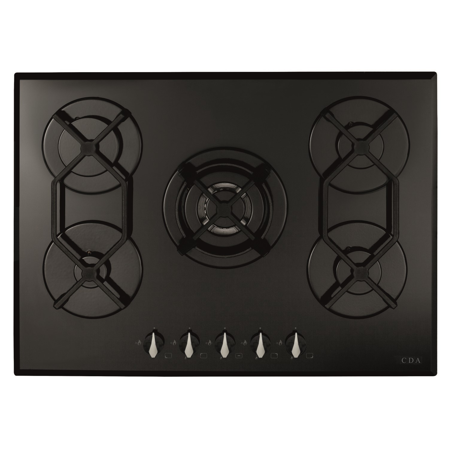 CDA 70cm Gas on Glass 5 Burner Gas Hob - Black