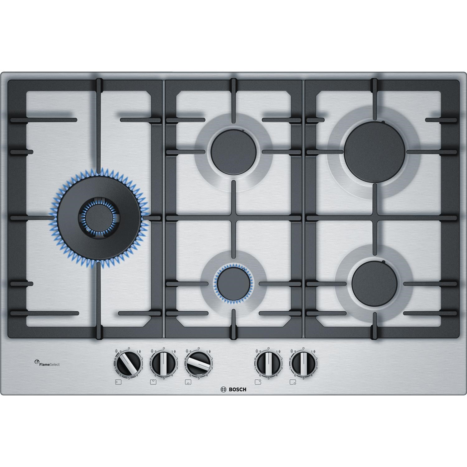 Refurbished Bosch Serie 6 PCS7A5B90 75cm 5 Burner Gas Hob Stainless Steel