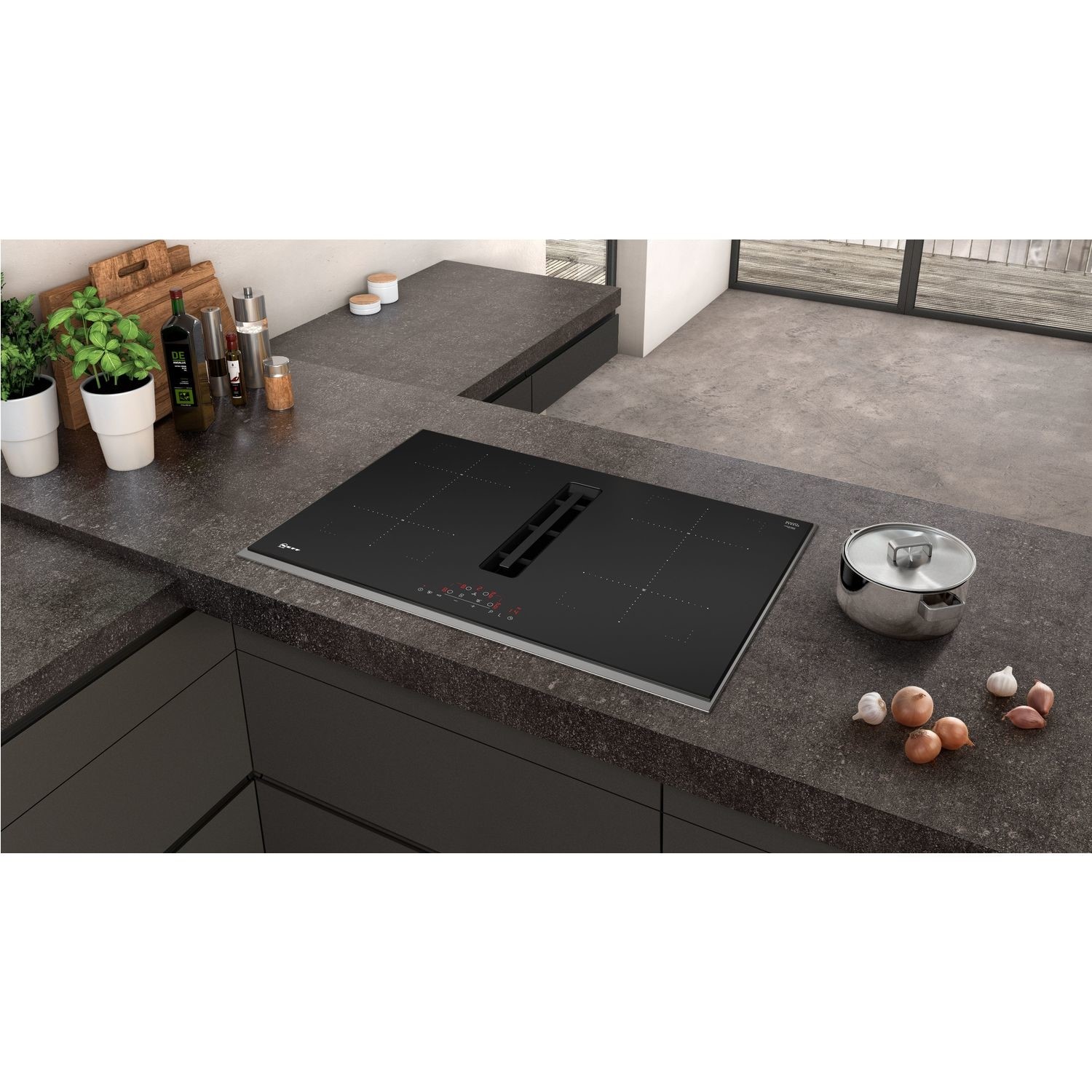 Neff N70 80cm 4 Zone Venting Induction Hob T48TD7BN2 Appliances Direct