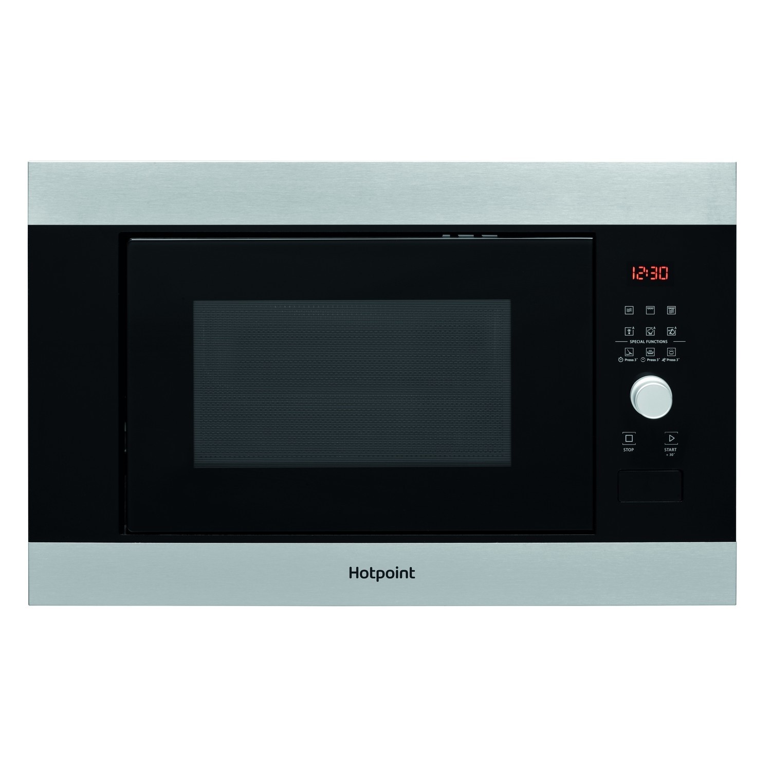 Refurbished Hotpoint MF25GIXH Built In 25L 900W Microwave with Grill Stainless Steel