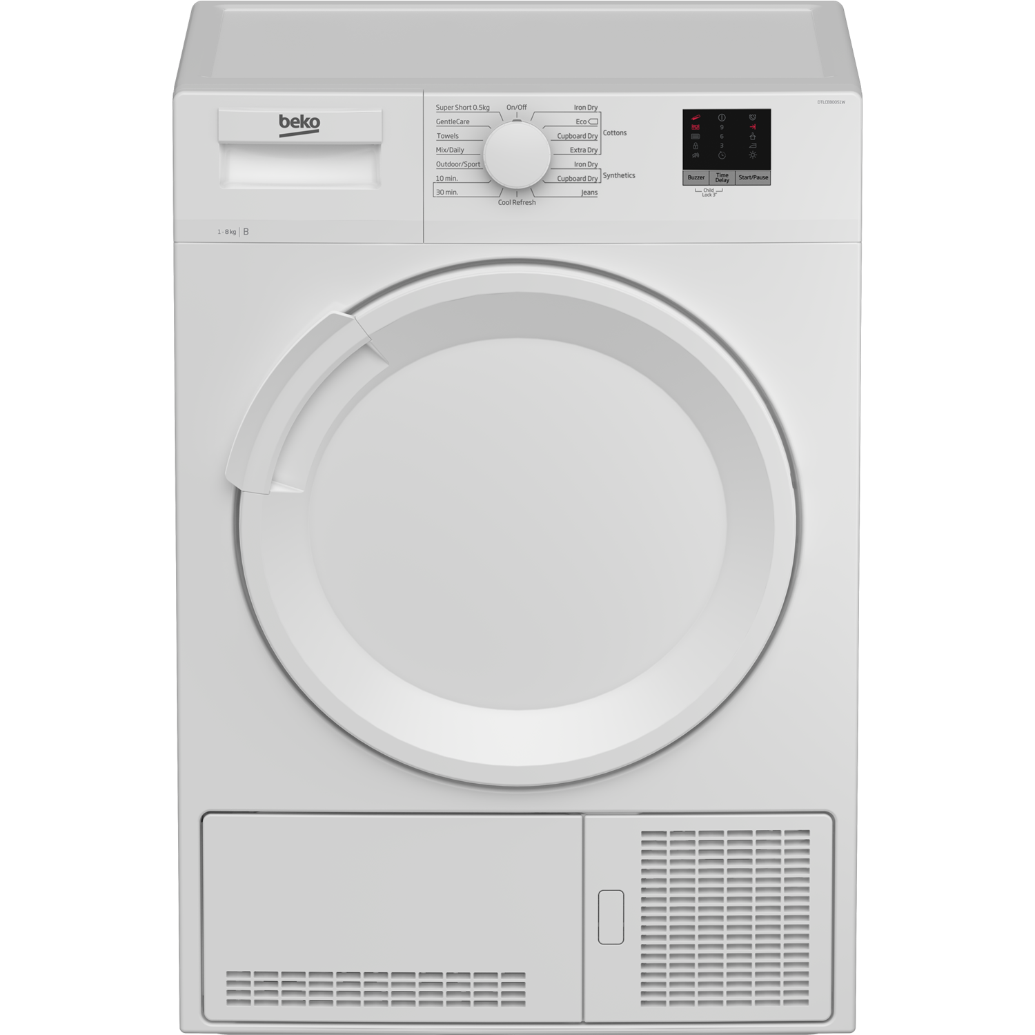 Beko DTLCE80051W Freestanding 8kg Condenser Tumble Dryer - White