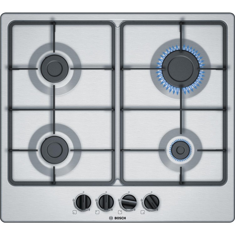 GRADE A3 - Bosch PGP6B5B60 Serie 4 60cm Four Burner Gas Hob - Stainless Steel