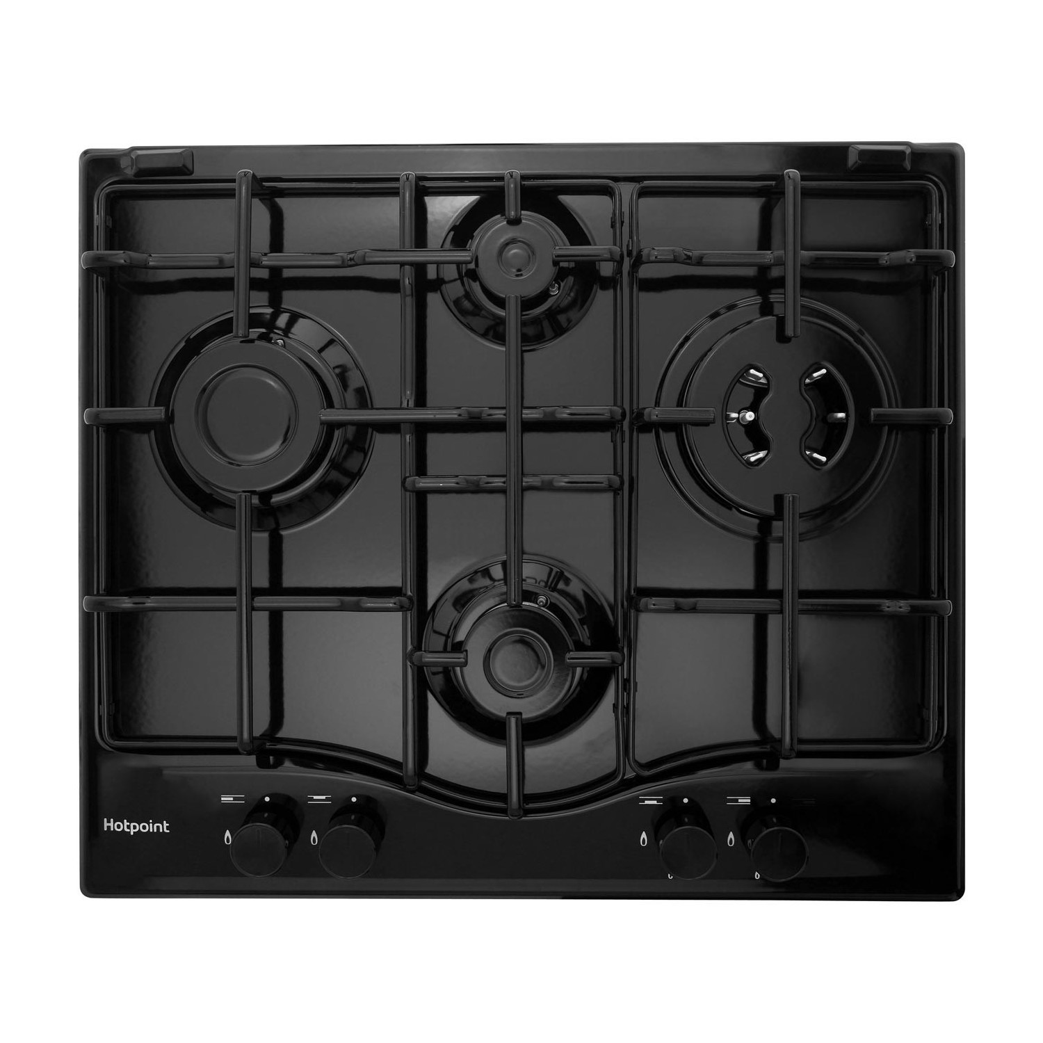 Refurbished Hotpoint PCN642THBK 59cm 4 Burner Gas Hob with Wok Burner Black