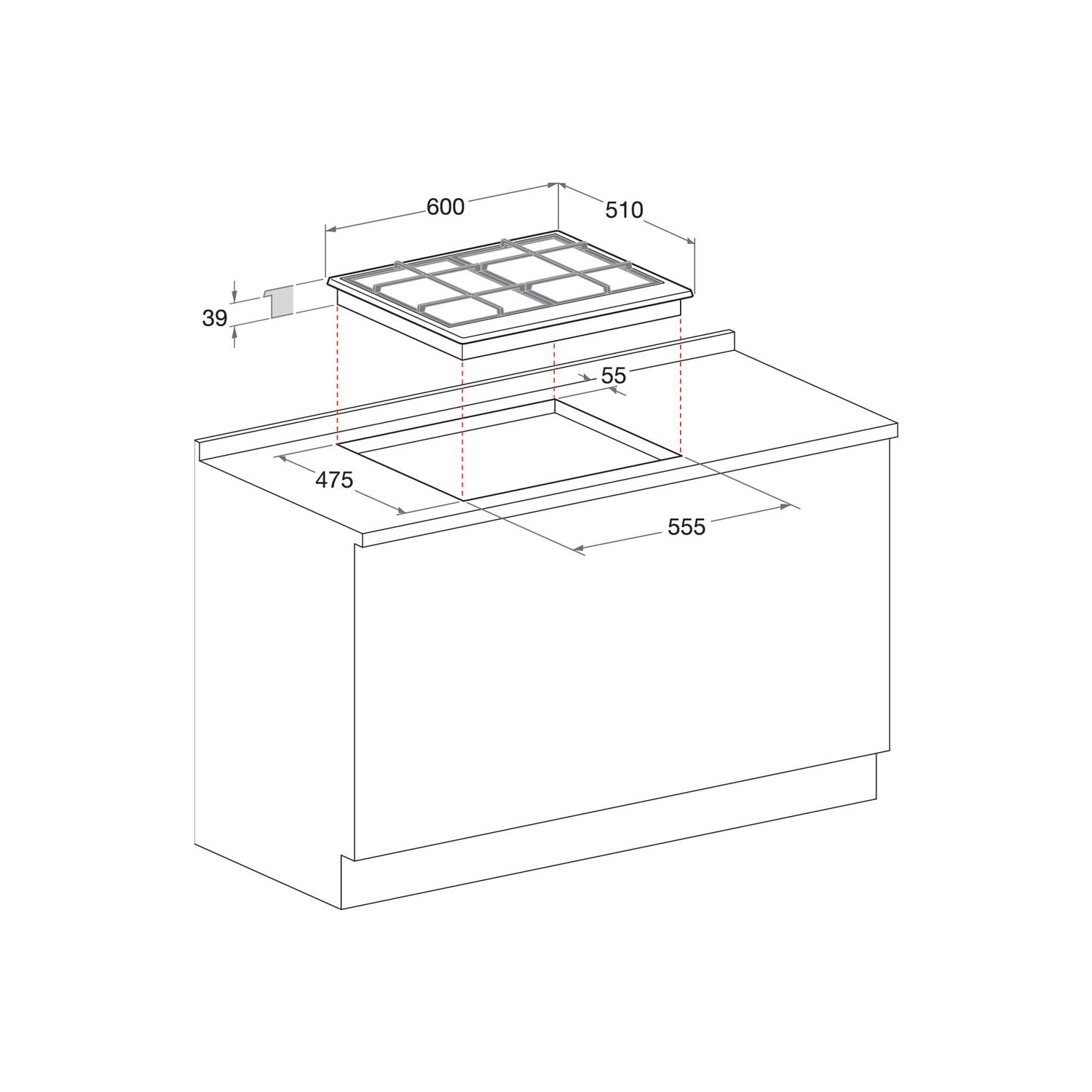 Hotpoint 59cm 4 Burner Gas Hob with Wok Burner Black PCN642THBK Appliances Direct