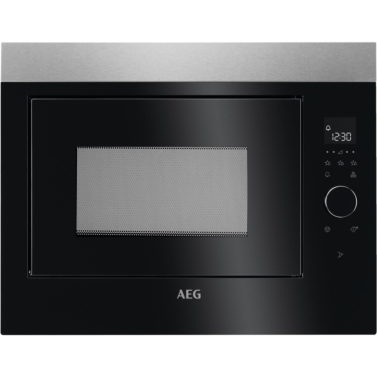 Refurbished AEG MBE2658SEM Built In 26L 900W Microwave Oven Black & Anti-Fingerprint Stainless Steel