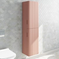 GRADE A1 - 350mm Pink Wall Mounted Tall Bathroom Cabinet - Empire