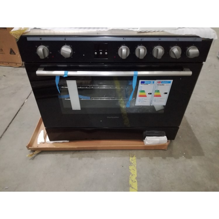 GRADE A2 - Montpellier MR90CEMK 90cm Electric Single Oven Range Cooker With Ceramic Hob - Black