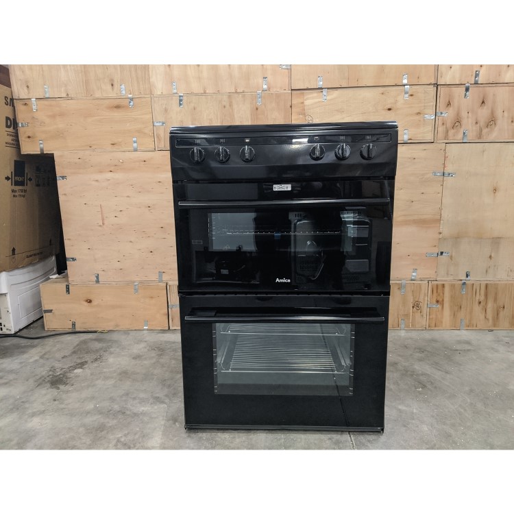 GRADE A2 - Amica AFC6520BL 60cm Double Oven Electric Cooker with Ceramic Hob - Black