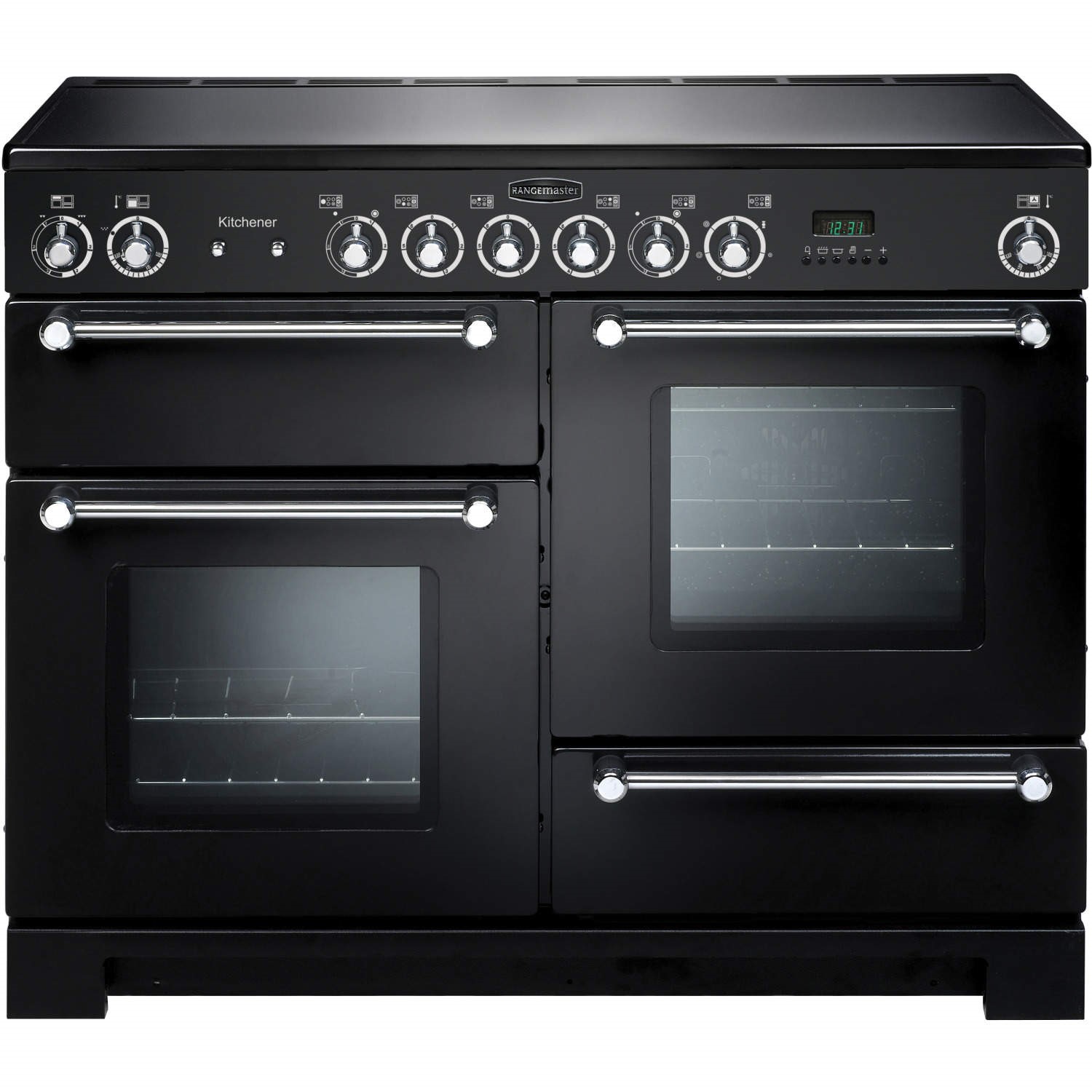 Rangemaster Kitchener 110cm Electric Range Cooker with Ceramic Hob - Black