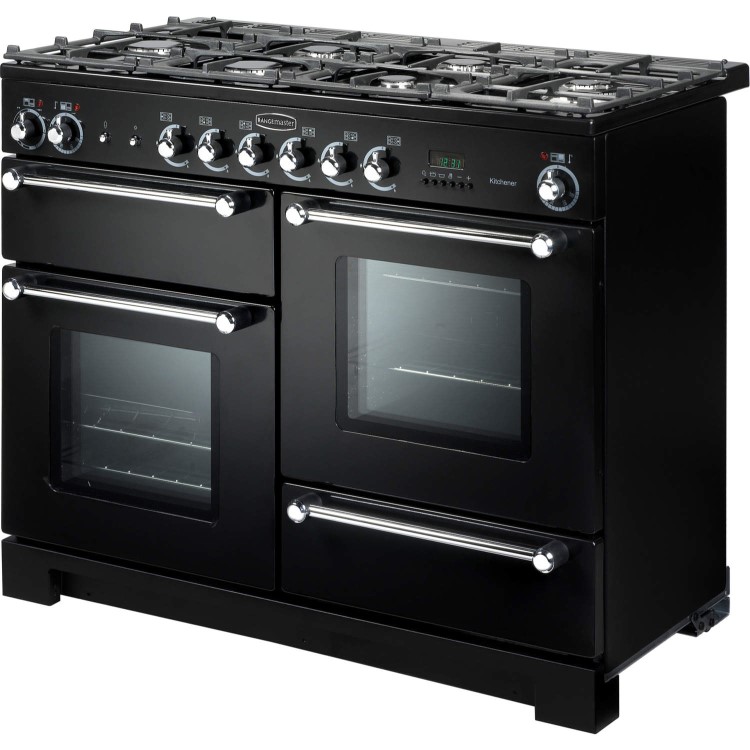 Rangemaster 78910 Kitchener 110cm Electric Range Cooker With Ceramic Hob - Ivory And Chrome