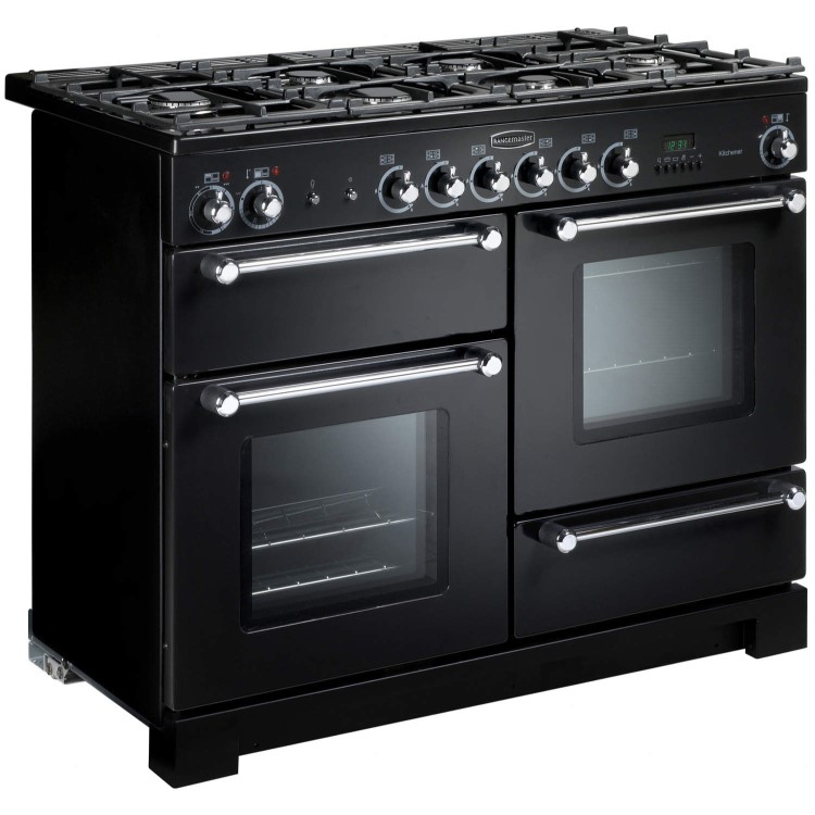 Rangemaster 78910 Kitchener 110cm Electric Range Cooker With Ceramic Hob - Ivory And Chrome