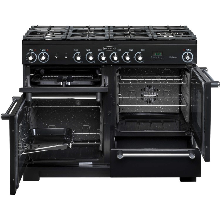 Rangemaster 78910 Kitchener 110cm Electric Range Cooker With Ceramic Hob - Ivory And Chrome
