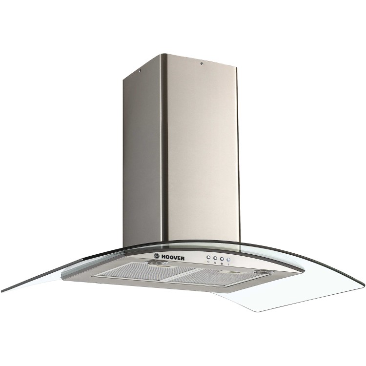 GRADE A3 - Hoover HGM900X 90cm Chimney Cooker Hood With Curved Glass Canopy - Stainless Steel