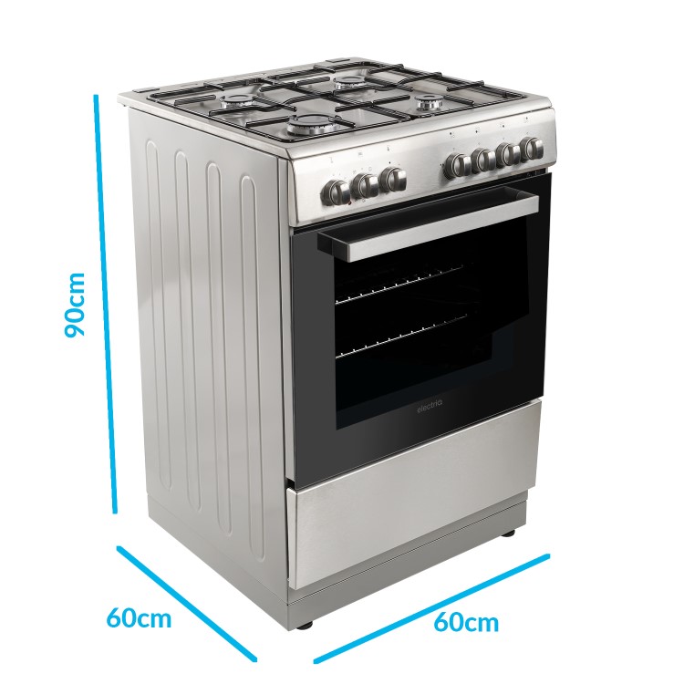 Refurbished electriQ EQDFSC60A 60cm Dual Fuel Single Oven Cooker Stainless Steel