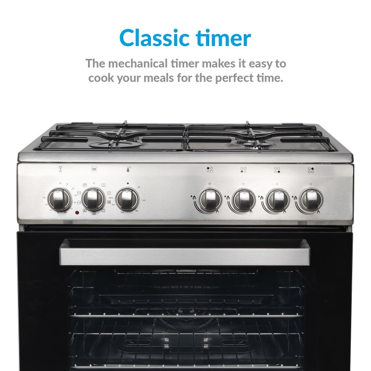 Refurbished electriQ EQDFSC60A 60cm Dual Fuel Single Oven Cooker Stainless Steel