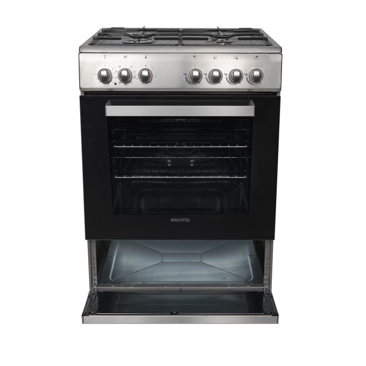 Refurbished electriQ EQDFSC60A 60cm Dual Fuel Single Oven Cooker Stainless Steel
