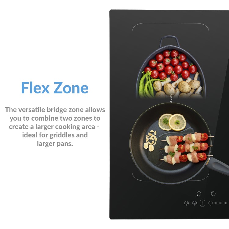 GRADE A2 - electriQ 60cm Four Zone Induction Hob with Bridge Zone