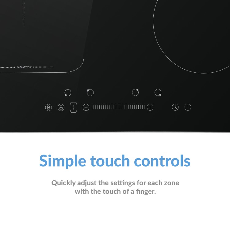 GRADE A2 - electriQ 60cm Four Zone Induction Hob with Bridge Zone
