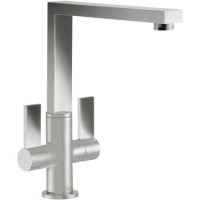 GRADE A2 - Franke Silk Steel Twin Lever Quarter Turn Kitchen Tap - Bern