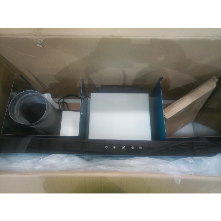 Refurbished electriQ 100cm Touch Control Wall Mounted Chimney Cooker Hood - Black Glass Front- 5 Year warranty