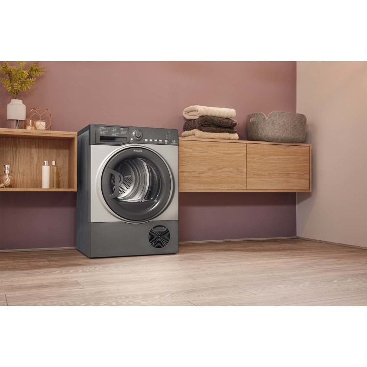 GRADE A2 - HOTPOINT TCFS73BGG Aquarius 7kg Freestanding Condenser Sensor Tumble Dryer Graphite