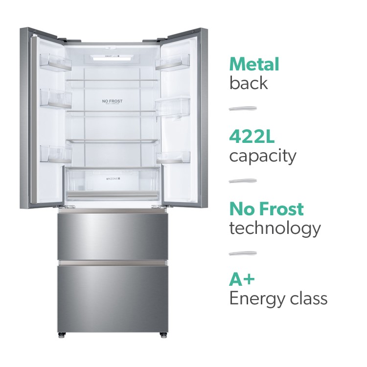 GRADE A3 - Haier HB16WMAA Multidoor American Fridge Freezer With Water Dispenser - Inox Look