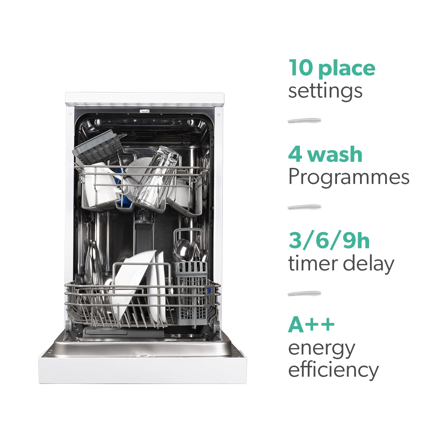 Refurbished electriQ Slimline Freestanding Dishwasher White 77972799