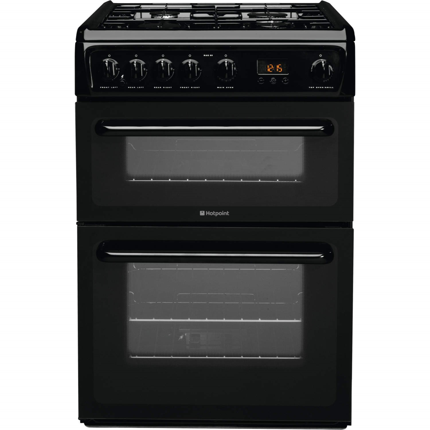 Hotpoint 60cm Double Oven Gas Cooker - Black