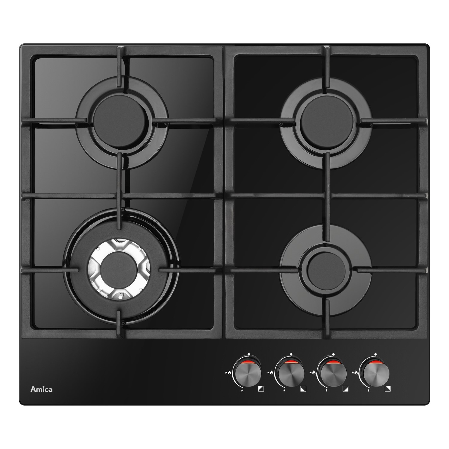 Refurbished Amica AGVH6250BL 60cm 4 Burner Gas on Glass Hob Black