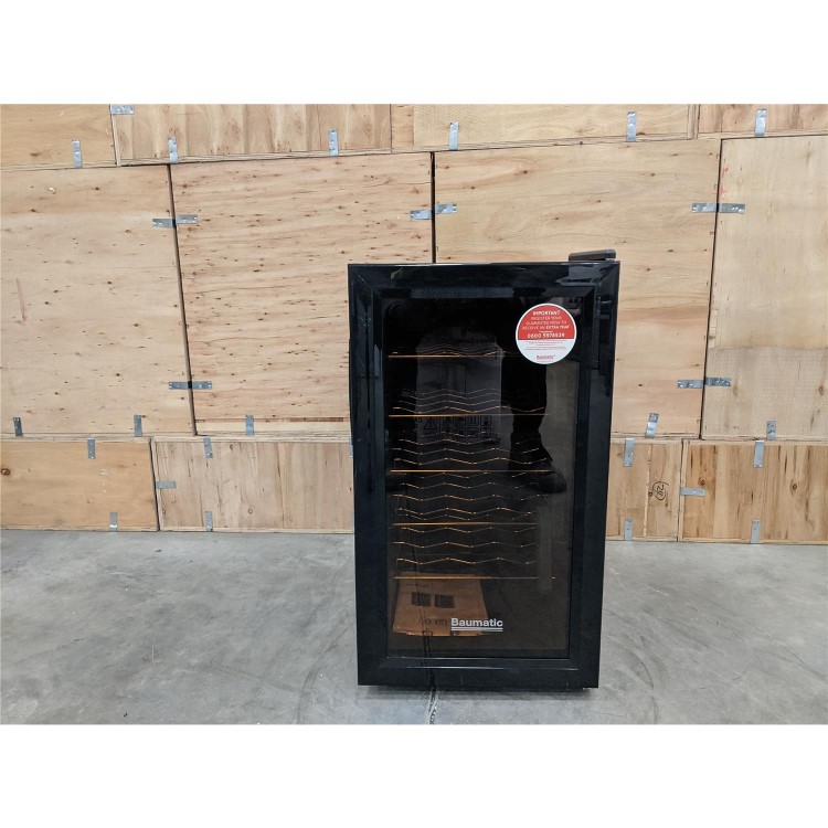 Refurbished Baumatic BW18BL Freestanding 18 Bottle Beverage Centre Black With Smoked Black Glass