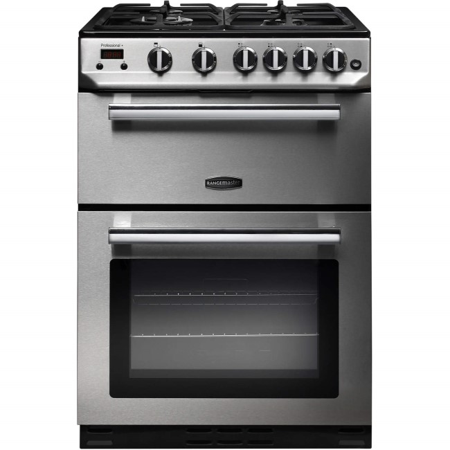 GRADE A3 - Rangemaster 10728 Professional+ 60cm Double Oven Gas Cooker Stainless Steel And Chrome