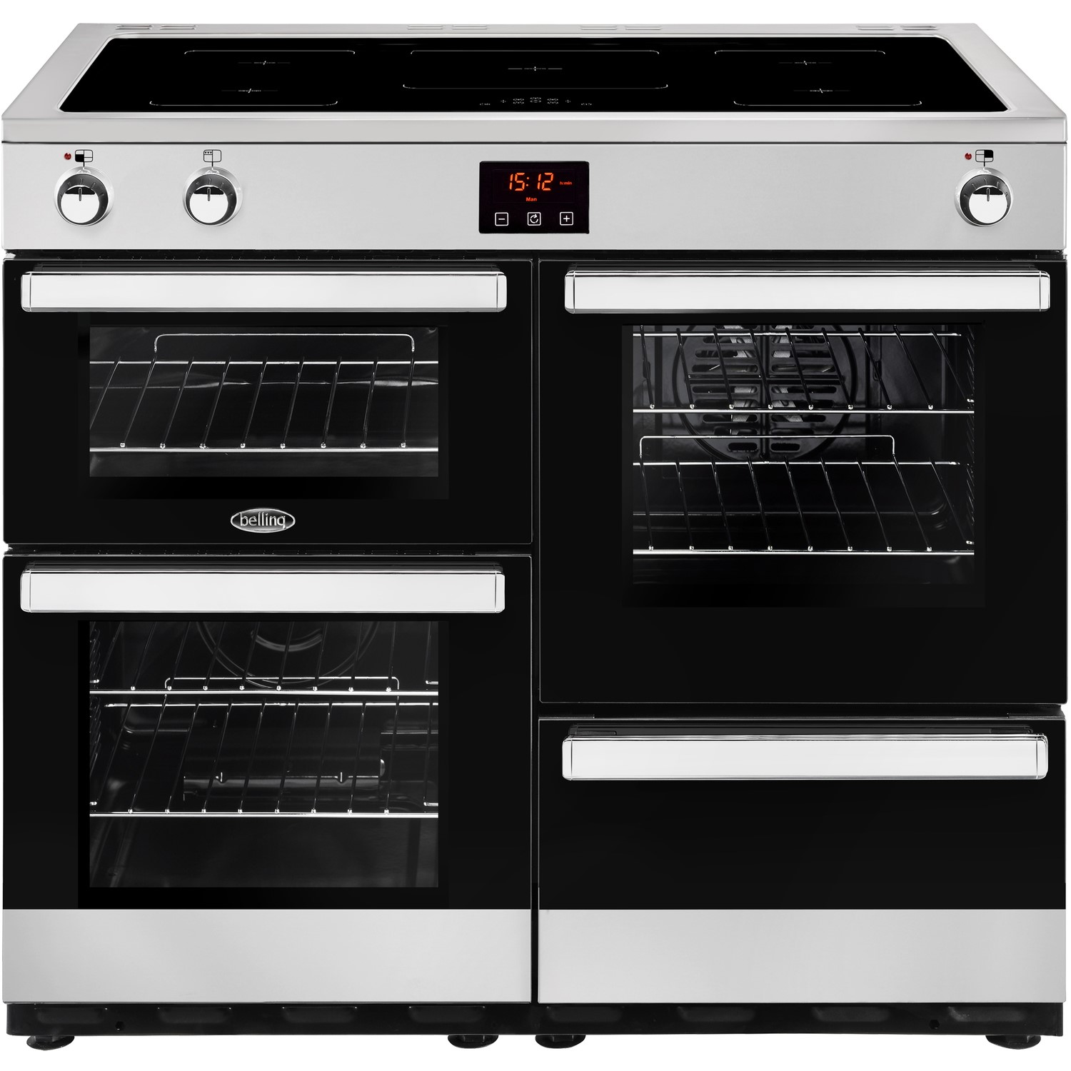 Belling Cookcentre 100Ei 100cm Electric Range Cooker with Induction Hob - Stainless Steel
