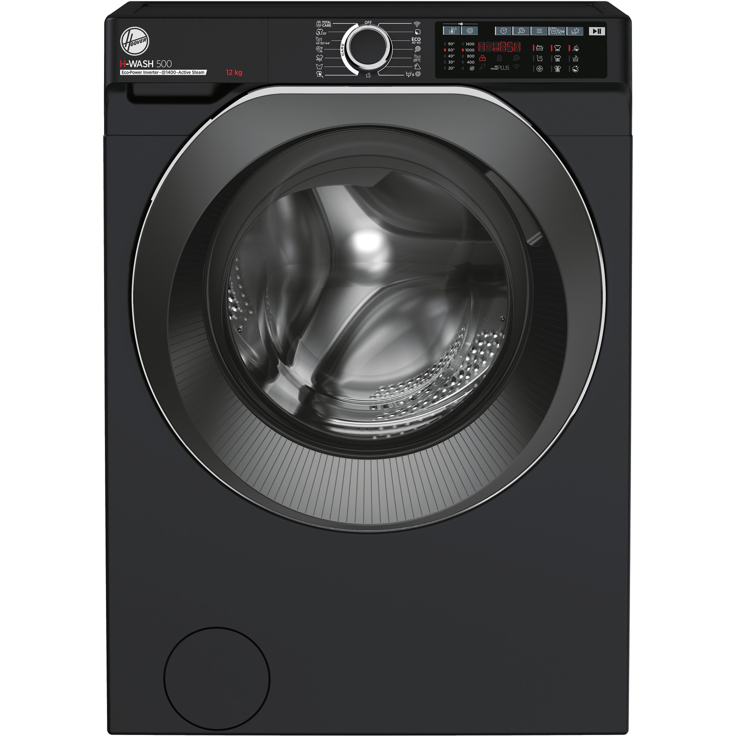 Refurbished Hoover HW412AMBCB/1-80 H-Wash 500 Freestanding 12KG 1400 Spin Washing Machine Black