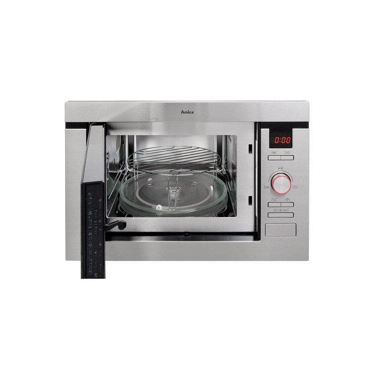 GRADE A2 - Amica AMM25BI 25 L 900 W Built-in Microwave With Grill For A 60cm Wide Cabinet Stainless steel