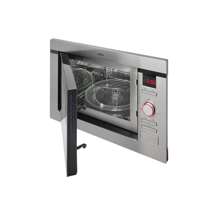 GRADE A2 - Amica AMM25BI 25 L 900 W Built-in Microwave With Grill For A 60cm Wide Cabinet Stainless steel