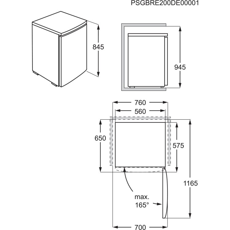GRADE A3 - Zanussi ZXAN13FW0 60cm Wide Under Counter Freestanding Fridge - White