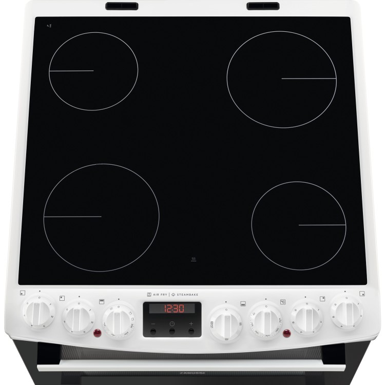 Zanussi 60cm Double Oven Electric AirFry Cooker with SteamBake - White