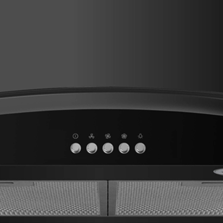 electriQ 90cm Curved Glass Push Button Chimney Cooker Hood - Black