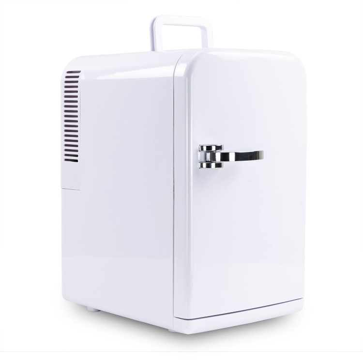 GRADE A3 - electriQ 15L Hot and Cold Portable Mini Fridge with 12V and UK Mains Plug - White