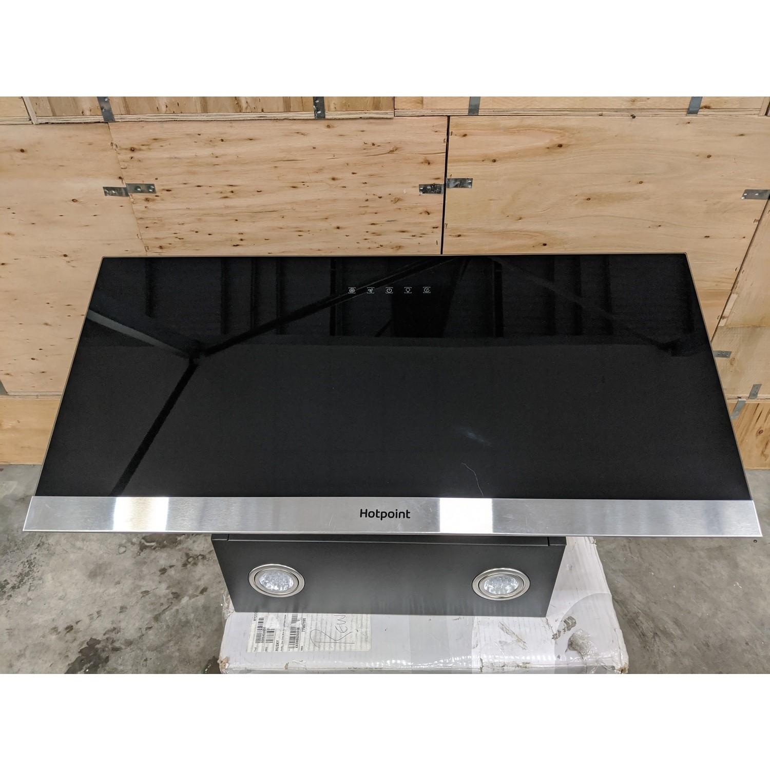 Refurbished Hotpoint PHVP87FLTK 80cm Chimney Cooker Hood Black 77993714