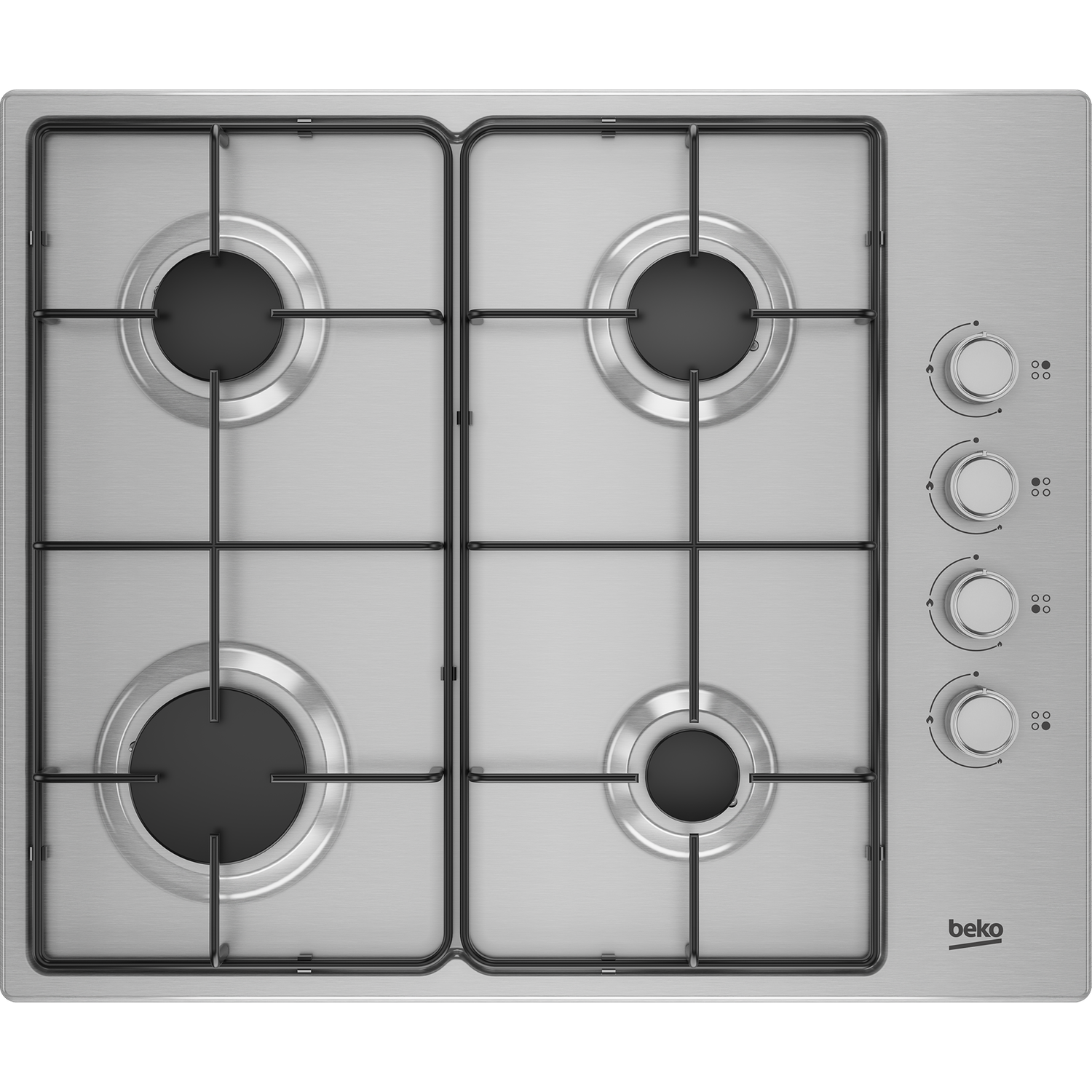 Beko 60cm 4 Burner Gas Hob - Stainless Steel